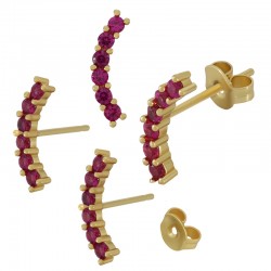 Boucle D'Oreille en Laiton Zircon 14 x 4 mm