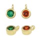 Brass Charm Round with Crystal 4mm