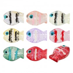 Perle Poisson Style Murano ~10 x 14 mm/6 mm Ø1 mm