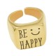 Μεταλλικό Μπρούτζινο Δαχτυλίδι "BE HAPPY" 16mm