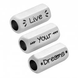 Μεταλλικό Σωληνάκι Εξάγωνο "Live your dreams" 8x19mm Ø5mm