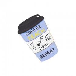 Pendentif en bois Tasse de café « Teach » 40 x 60 mm / 3 mm Ø 2,5 mm