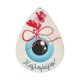 Wooden Pendant Drop with Evil Eye 130x97mm