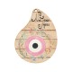 Pendentif en bois en forme de goutte avec œil maléfique 62 x 80 mm