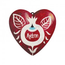 Colgante de Madera en Forma de Corazón con Granada 120 x 118 mm
