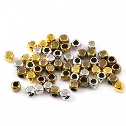 Brass Bead Cube 3mm Ø2mm