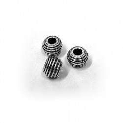Brass Bead Round with Stripes 10x7.6mm Ø4mm