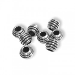 Brass Bead Round with Stripes 8x6.5mm Ø3.7mm