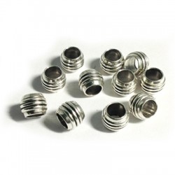 Μεταλλική Μπρούτζινη Χάντρα με Ρίγες 6x6.5mm Ø5mm