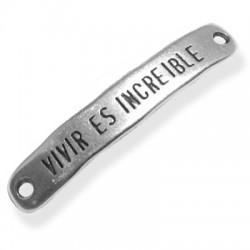 Μεταλλική Ζάμακ Μπάρα Ταυτότητα "VIVIR ES INCREIBLE" 7x40mm