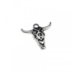 Pendentif Tête de Taureau en Métal/Zamak 19x16mm