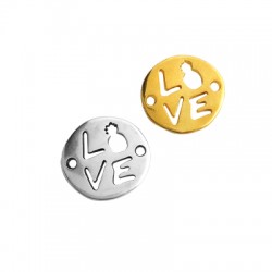 Μεταλλικό Ζάμακ Στοιχείο "LOVE" για Μακραμέ 20x18mm Ø1.8mm