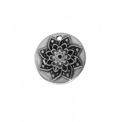 Zamak Pendant Round with Flower 22mm