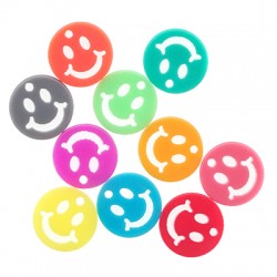 Breloque Ronde en Acrylique Plexi avec Visage Souriant 12 mm