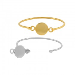 Pulsera de Metal Latón Ajustable 68x57mm con Chapa Redonda 18mm