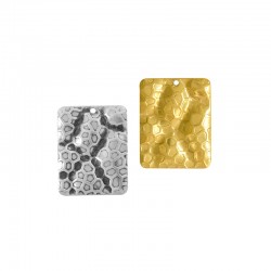 Breloque Rectangulaire en Laiton Martelé 25 mm