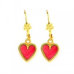 Brass Earring Hoop Flower 9.5x18mm
