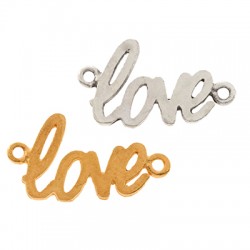 Μεταλλικό Μπρούτζινο Στοιχείο "love" για Μακραμέ 20x11mm