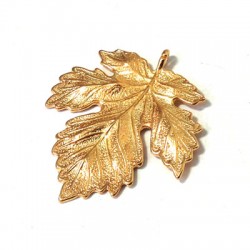 Pendentif Feuille en Métal/Laiton, 32x34mm