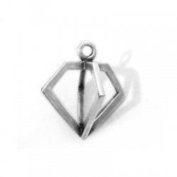 Breloque Cage/Diamant en Métal/Laiton 19x17mm