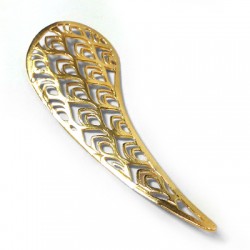 Brass Cast Pendant Peacock Feather 26x72mm