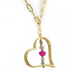 Ciondolo in Metallo Ottone Cuore 29x26mm e 10 Fori (Ø1.2mm)