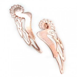 Pendentif Plume de Paon en Métal/Laiton 57x22mm