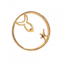 Colgante de Latón Redondo Pez y Estrella Mar 29mm (Ø1.2mm)