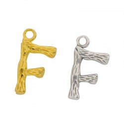 Ciondolo in Metallo Ottone Lettera "F" 10x13mm