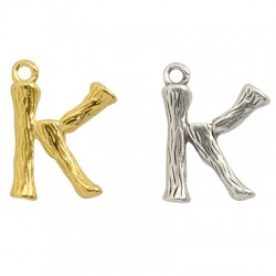 Ciondolo in Metallo Ottone Lettera "K" 10x13mm