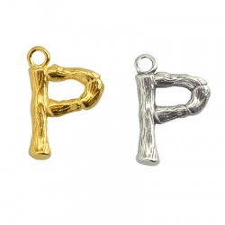 Ciondolo in Metallo Ottone Lettera "P" 10x13mm