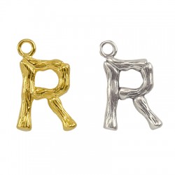 Pendentif lettre "R" en Métal/Laiton 10x13mm