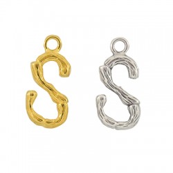 Ciondolo in Metallo Ottone Lettera "S" 10x13mm