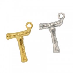 Pendentif lettre "T" en Métal/Laiton 10x13mm