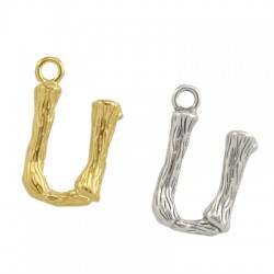 Ciondolo in Metallo Ottone Lettera "U" 10x13mm