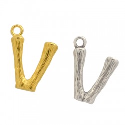 Ciondolo in Metallo Ottone Lettera "V" 10x13mm