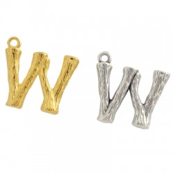 Ciondolo in Metallo Ottone Lettera "W" 10x13mm