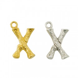 Ciondolo in Metallo Ottone Lettera "X" 10x13mm