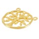Breloque Ronde en Laiton Coulé avec Arbre de vie et 2 Anneaux 17 mm