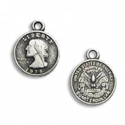 Colgante de Metal Zamak Moneda Dólar Americano 13x15mm