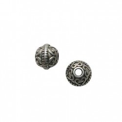 Zamak Bead Bali Style Round 9x8mm Ø2.5mm