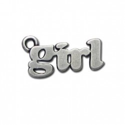 Colgante de Metal Zamak Palabra 'Girl' 12x22mm