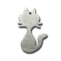 Pendentif Chat en Métal/Zamac, 28x44mm