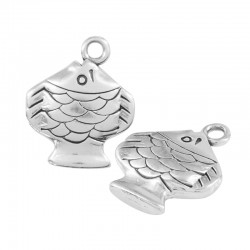 Breloque Poisson en Métal/Zamac, 15x19mm
