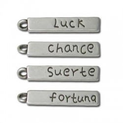 Μεταλλικό Ζάμακ Στοιχείο Luck/Chance/Suerte/Fortuna 28x5mm