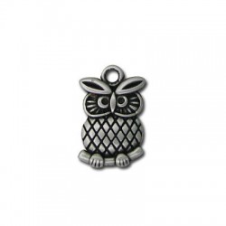 Breloque Hibou en Métal/Zamac, 19x14mm