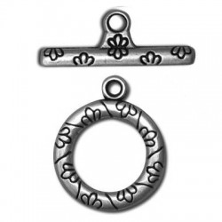 Zamak Toggle Clasp Round Flower Patterned 20mm