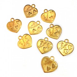 Charm in Metallo Zama Cuore con scritta "JE T'AIME" 15mm