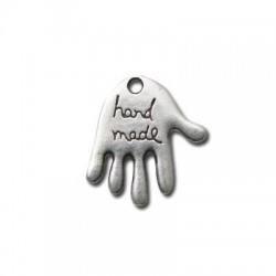 Μεταλλικό Ζάμακ Χυτό Μοτίφ Χέρι Λογότυπο 'Hand Made' 17x20mm