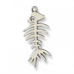 Pendentif Arète de poisson en Métal/Zamac, 42x19mm
